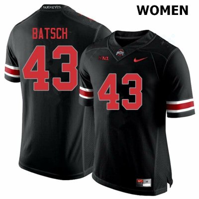 NCAA Ohio State Buckeyes Women's #43 Ryan Batsch Blackout Nike Football College Jersey TSZ3445ZX